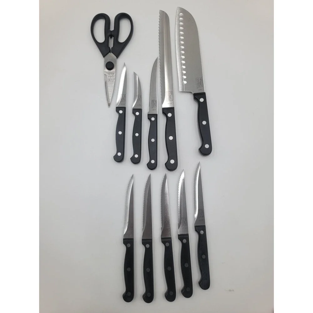Chicago Cutlery 12 Piece Knife Block Set 5H17D Stainless Steel Black Handles